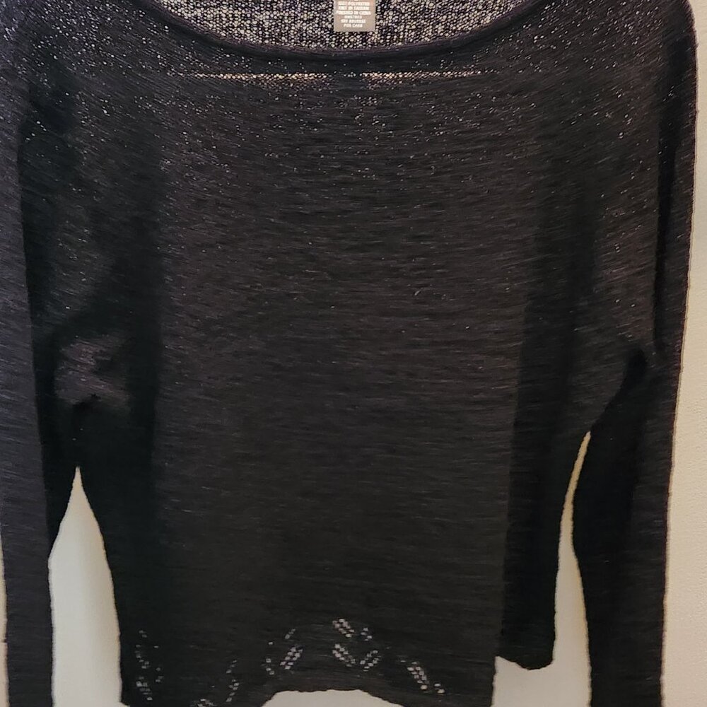 Womans Norton Petite Large Black Crew Sweater